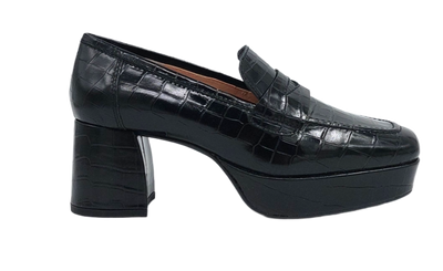 Unisa - June Heeled Loafer Black Croco