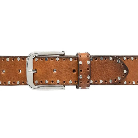 Depeche. - Leather Belt With Studs Cognac UNNA S