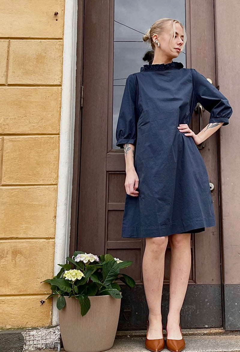 By Basics - Puff Dress Midnight Blue