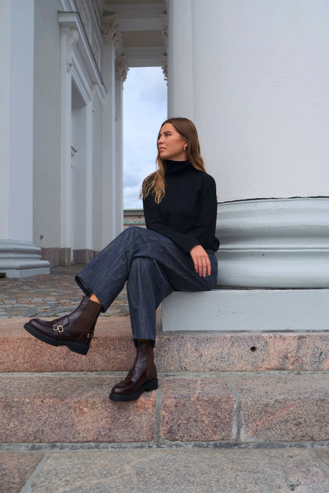 MeiMeij - Yara Long Sleeve Wool Turtleneck Black