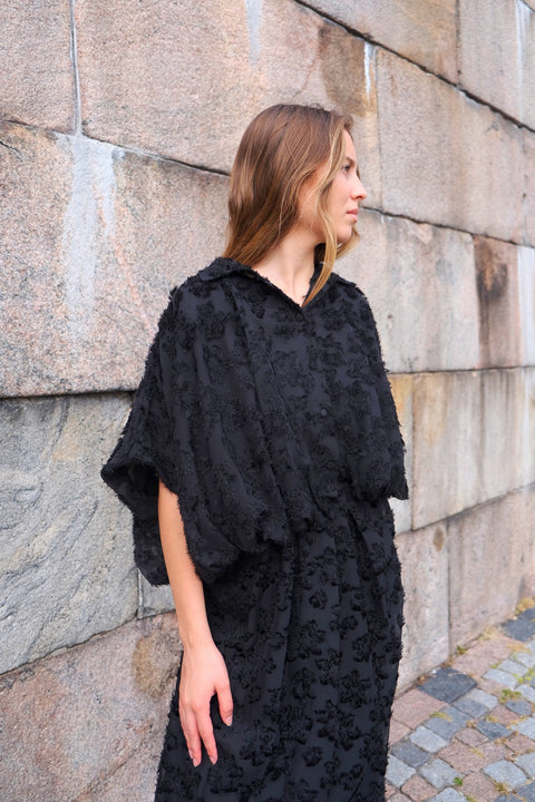 MeiMeij - Zinnia Sleeveless Fringe Blouse Black