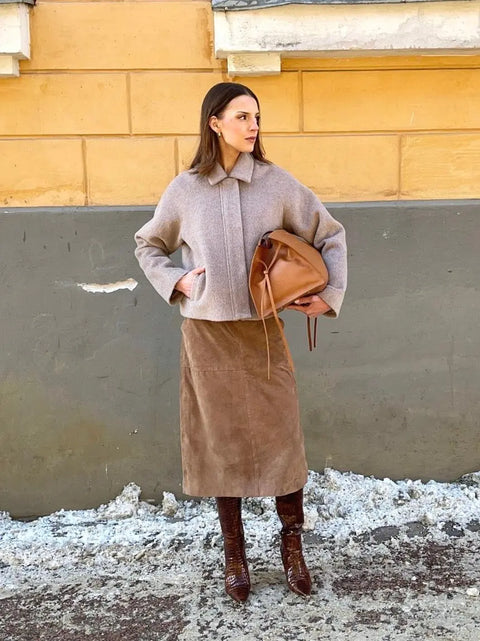 BTF•CPH - Helena Suede Skirt Nude Brown UNNA S
