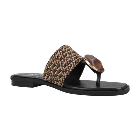 Noa Harmon - Dala Sandal Flat Black/Brown - UNNA S