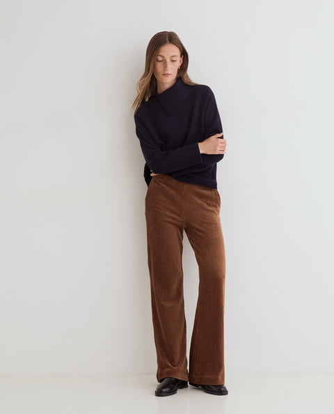 Yerse - Matilde Wide Leg Corduroy Trousers Brown