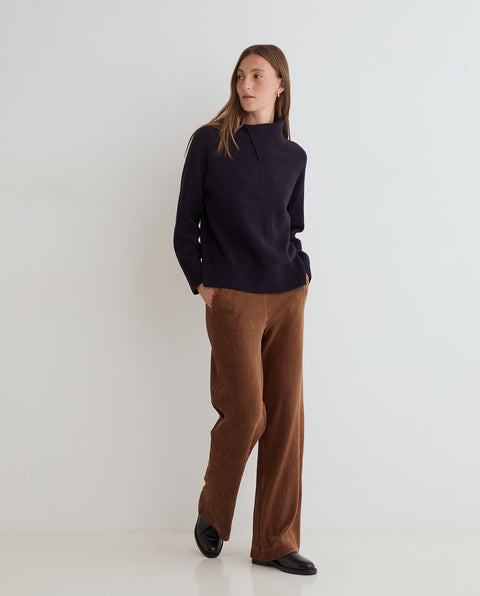 Yerse - Matilde Wide Leg Corduroy Trousers Brown