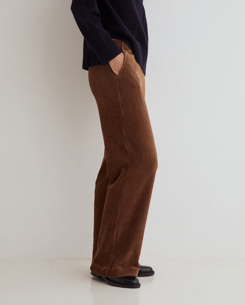 Yerse - Matilde Wide Leg Corduroy Trousers Brown