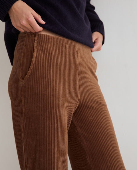 Yerse - Matilde Wide Leg Corduroy Trousers Brown