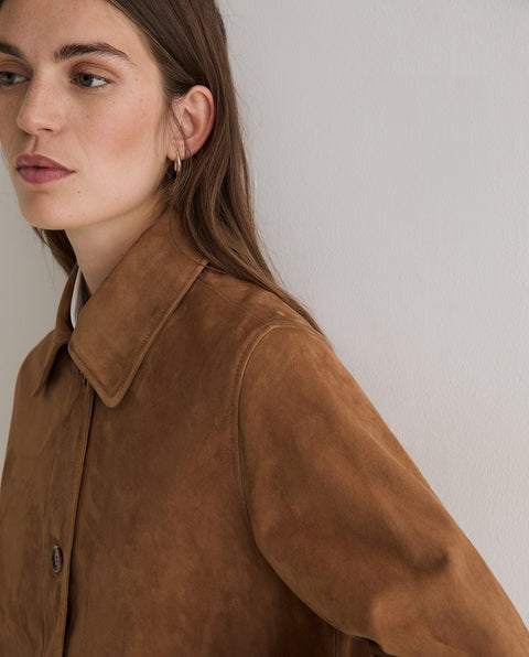 Yerse - Marcella Sheep Suede Midi Coat Camel