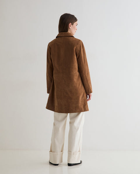 Yerse - Marcella Sheep Suede Midi Coat Camel