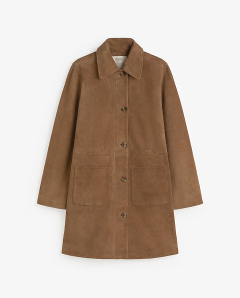 Yerse - Marcella Sheep Suede Midi Coat Camel
