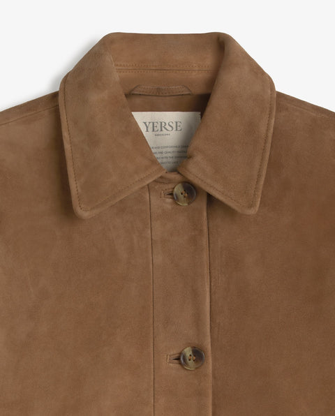 Yerse - Marcella Sheep Suede Midi Coat Camel