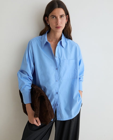 Yerse - Selene Oversize Poplin Shirt Blue