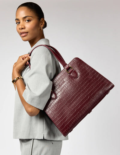 O My Bag - Blair Croco Print Leather Cherry