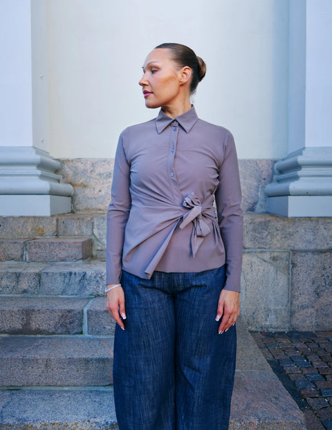 LaSalle - Side Tie Wrap Shirt Cashew