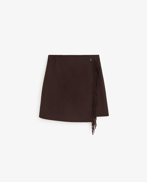Yerse - Eloise Skirt Fringe Coffee Brown
