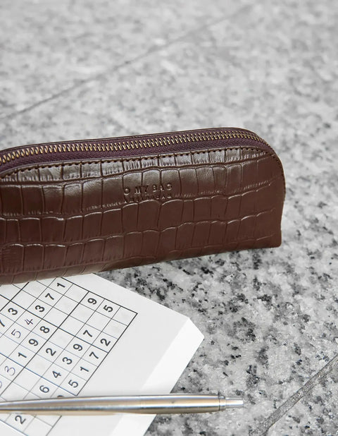 O My Bag - Pencil Case Chocolate Croco - UNNA S