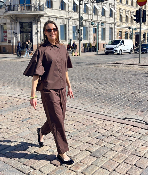 MeiMeij - Alice Cotton Blouse Mocha UNNA S