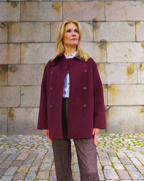 Yerse - Short Wool Coat Burgundy