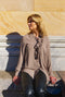 MeiMeij - Catalina Silk Blend Blouse With Ruffle Taupe