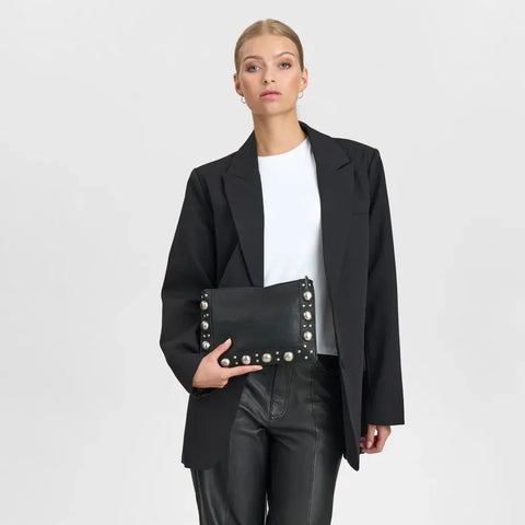 Depeche. - Mathilde Leather Clutch With Studs Black UNNA S
