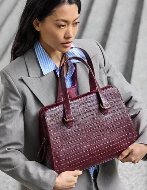 O My Bag - Blair Croco Print Leather Cherry - UNNA S