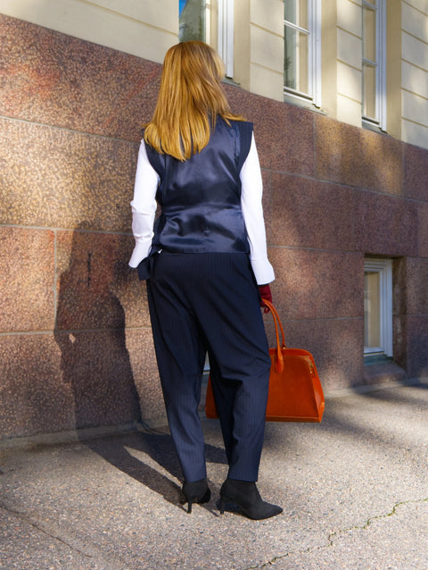 MeiMeij - Nicoletta Waistcoat Navy With Stripes