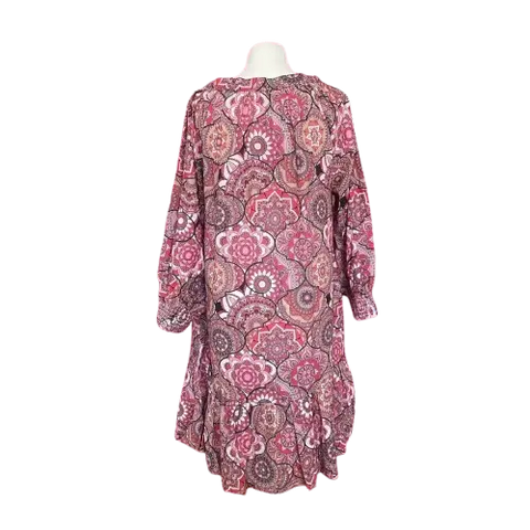 Erfurt Luxury - Patchwork Round Neck Dress Rasberry - UNNA S