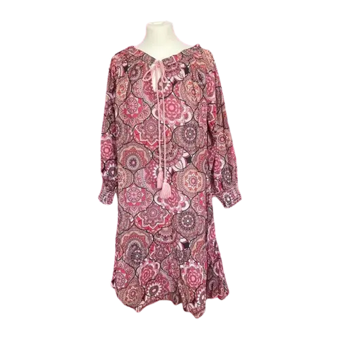 Erfurt Luxury - Patchwork Round Neck Dress Rasberry - UNNA S