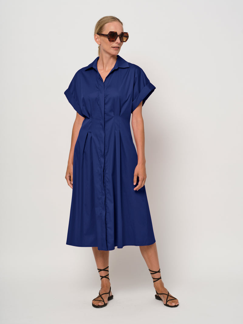 LaSalle - Waist Pleat Dress Navy