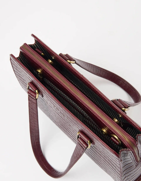 O My Bag - Blair Croco Print Leather Cherry - UNNA S