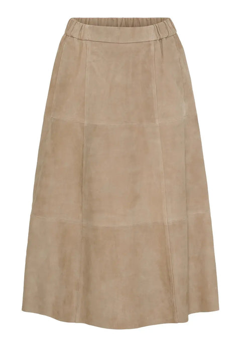 BTF•CPH - Alissa Suede Leather Skirt Midi Ivory UNNA S