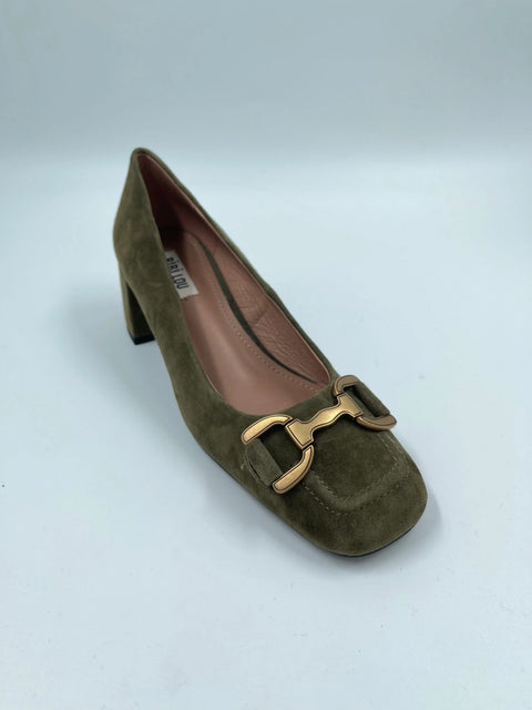 Bibi Lou - Iris Suede Pump Khaki - UNNA S