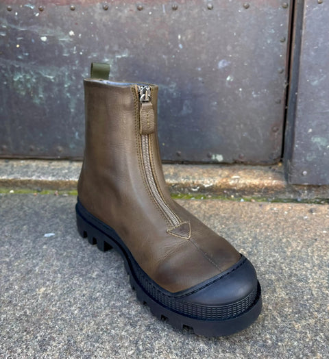 Lofina - Gasoline Ankle Boot With Front Zipper Sottobosco - UNNA S