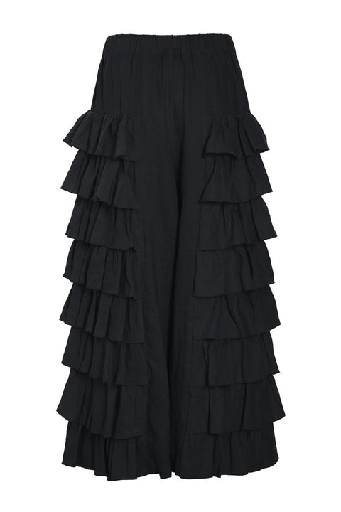 Bitte Kai Rand – Airy Linen Pants with Flounces Black