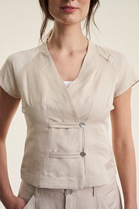 Bitte Kai Rand - Sukosu Short Sleeved Blouse Light Beige