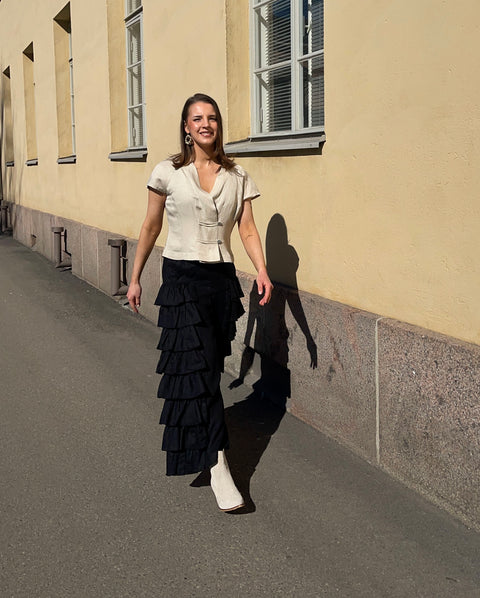 Bitte Kai Rand - Sukosu Short Sleeved Blouse Light Beige UnnaS