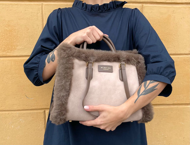 My Best Bag Firenze - Atena Reversible Bag Fur Grey Small