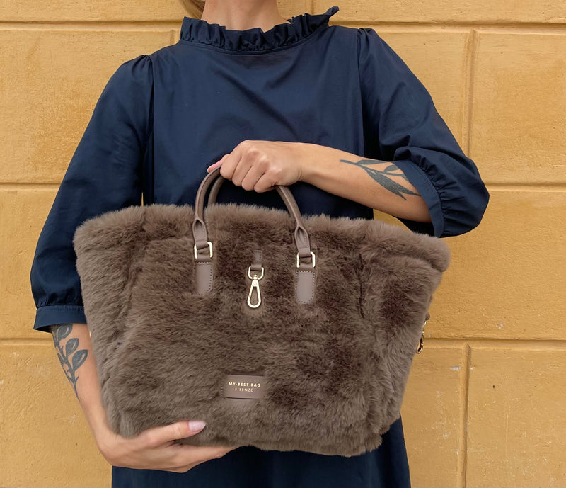 My Best Bag Firenze - Atena Reversible Bag Fur Grey Small