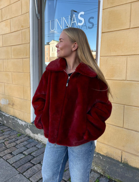Montereggi - Reversible Fur Jacket Burgundy - UNNA S