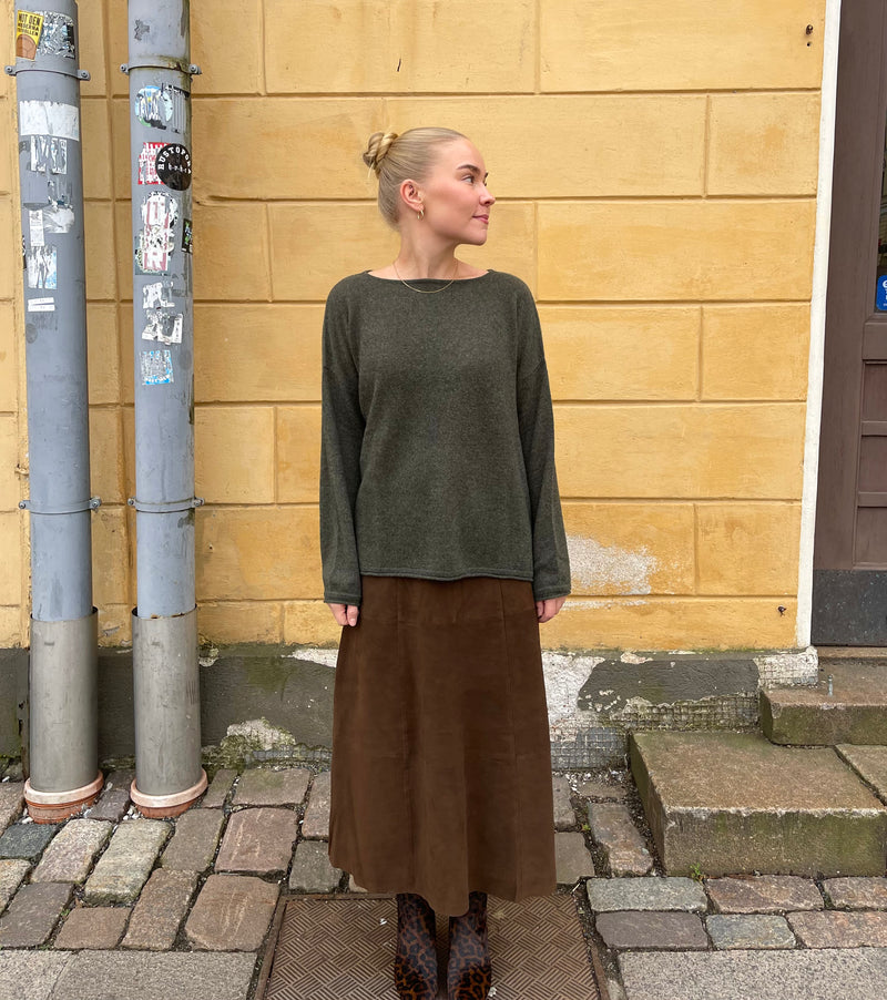 BTF•CPH - Oversized Pure Cashmere Blouse Army Green