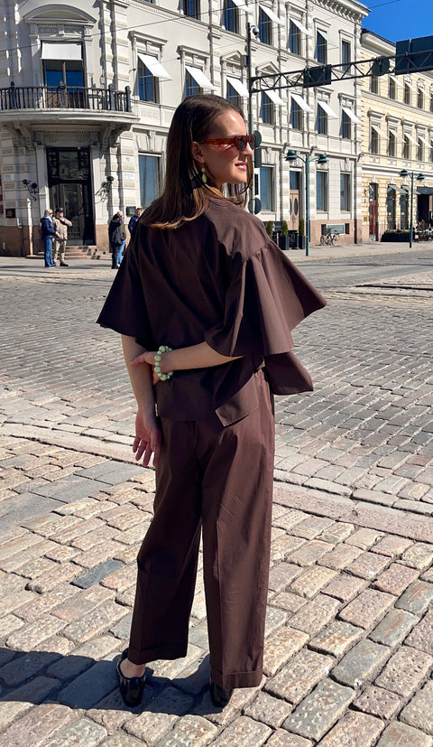 MeiMeij - Alice Cotton Blouse Mocha UNNA S