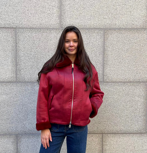 Montereggi - Reversible Fur Jacket Burgundy - UNNA S