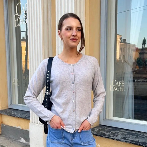 BTF•CPH - Lia Cashmere-Merino Cardigan Grey/Blue Melange UNNA S