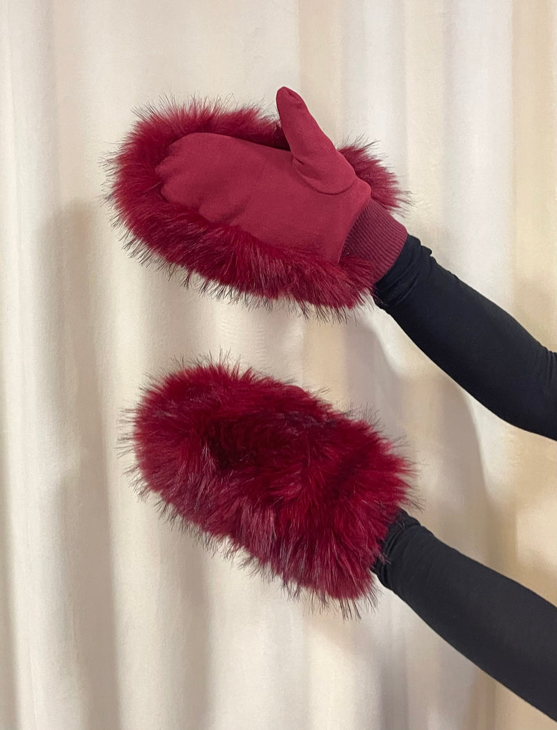 Alex•Max - Naomi Fur Gloves Burgundy