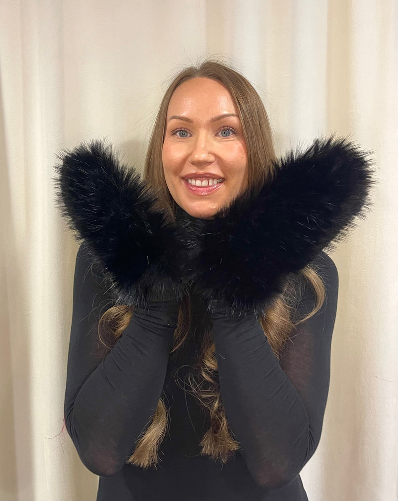 Alex•Max - Fur Gloves Black