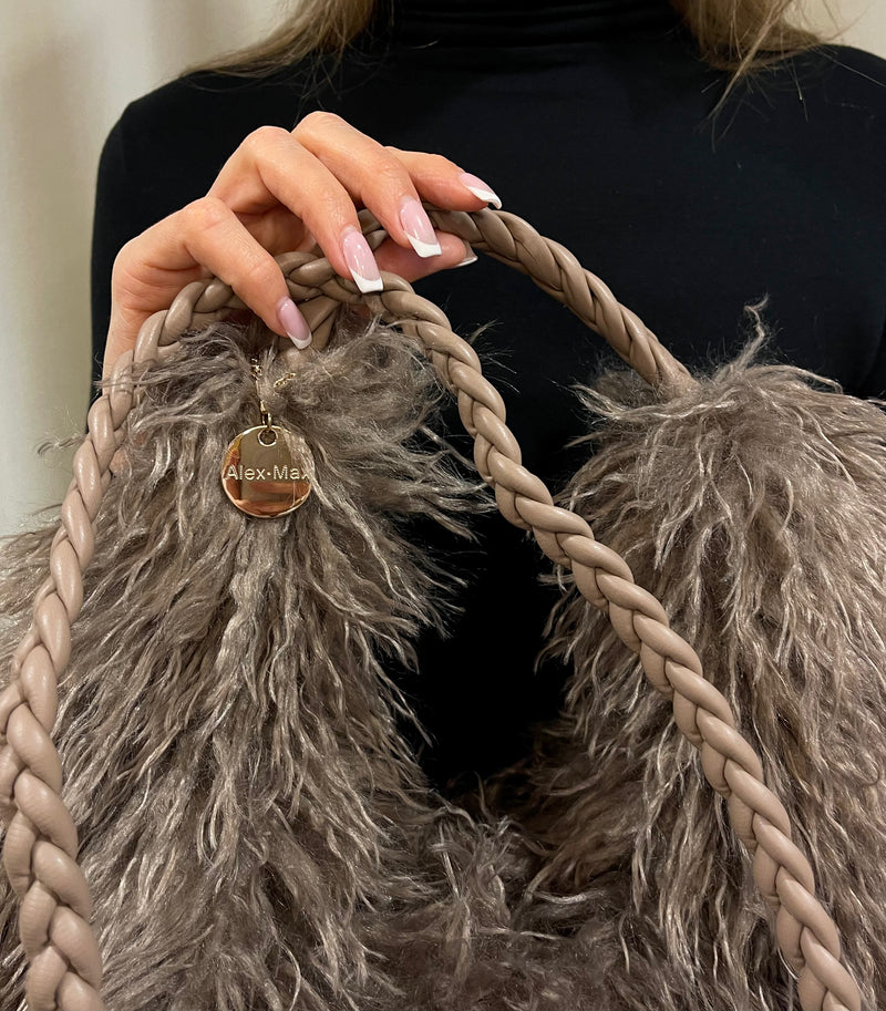 Alex•Max - Amina Fluffy Shoulder Bag Taupe