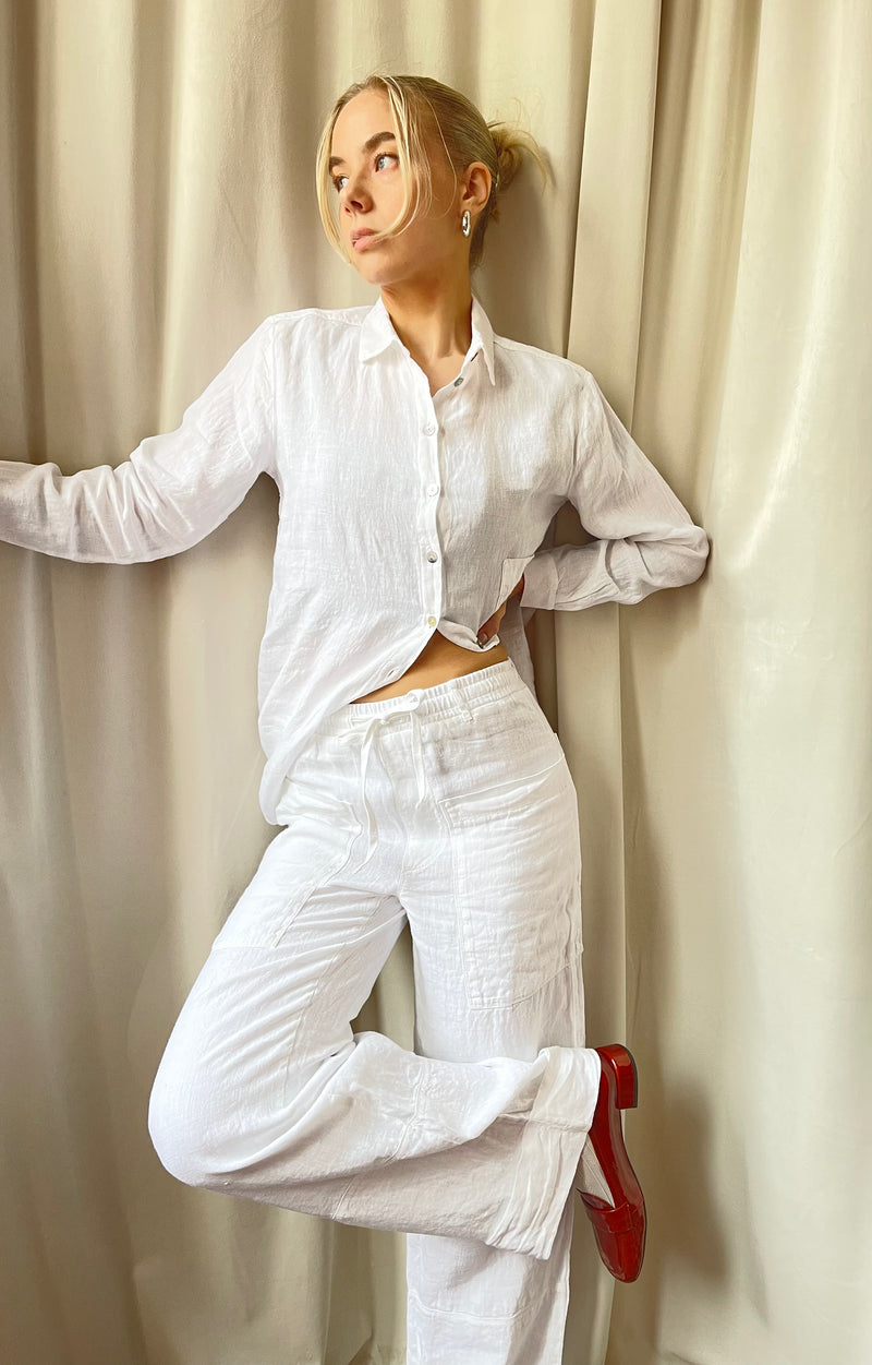 By Basics - Linen Pants White