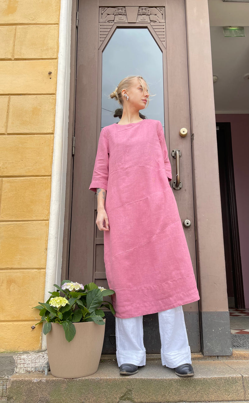 By Basics - Linen Dress Long Dusty Camelia