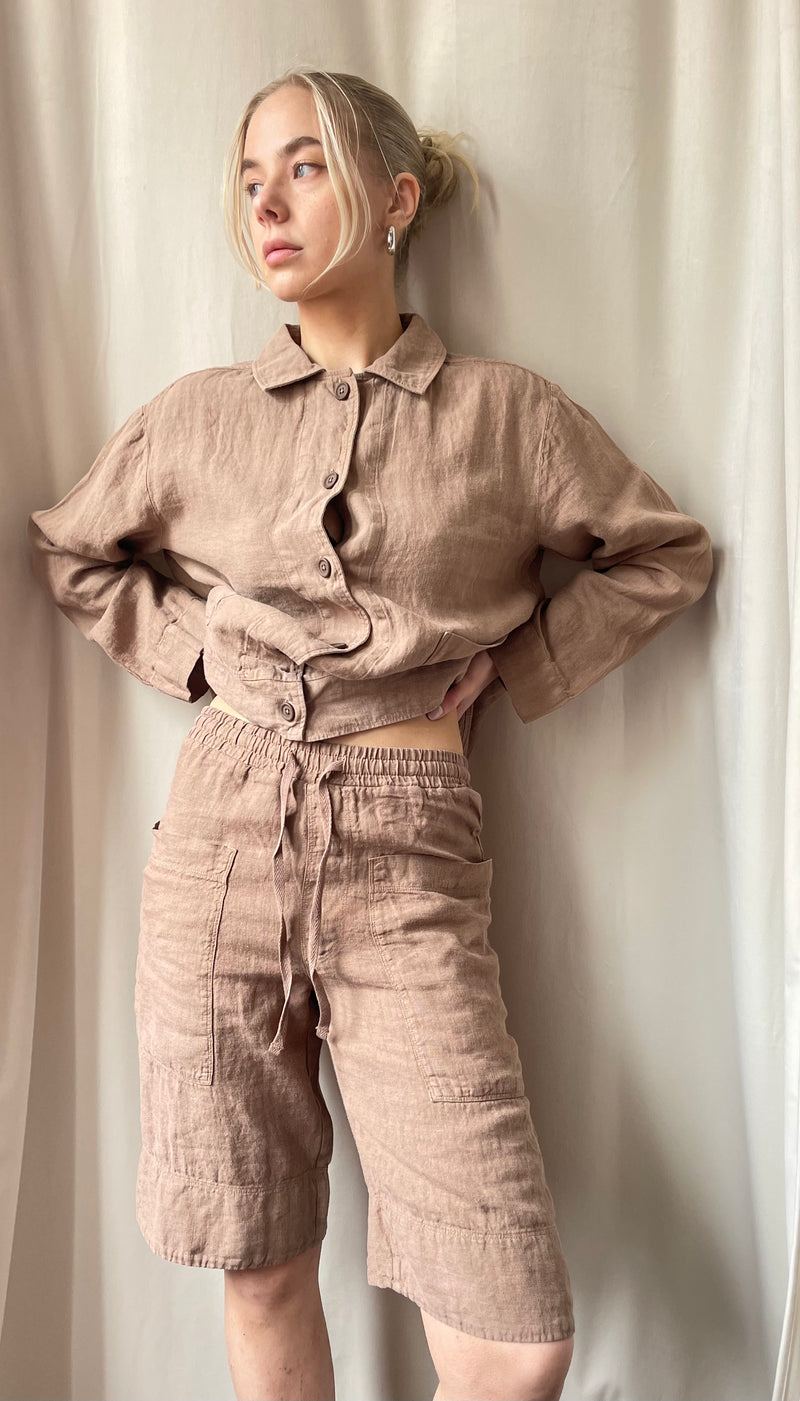 By Basics - Linen Shorts Brown