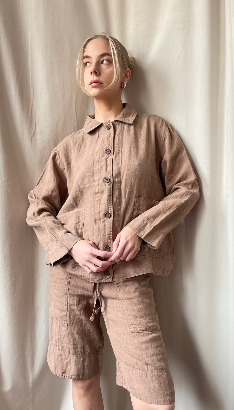 By Basics - Linen Shorts Brown